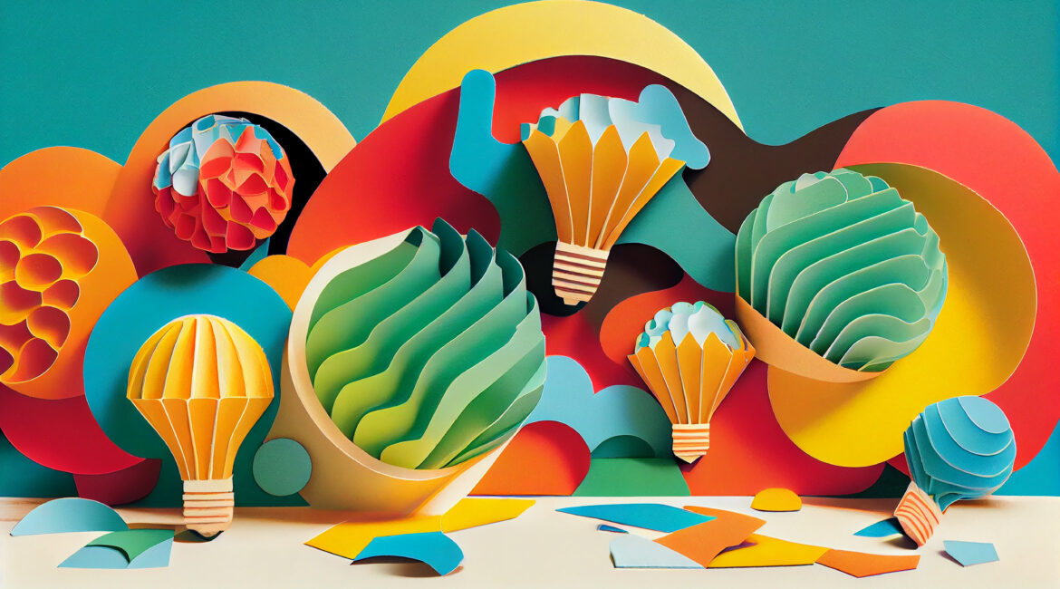 colorful hot air balloon flies bright flowers generative ai